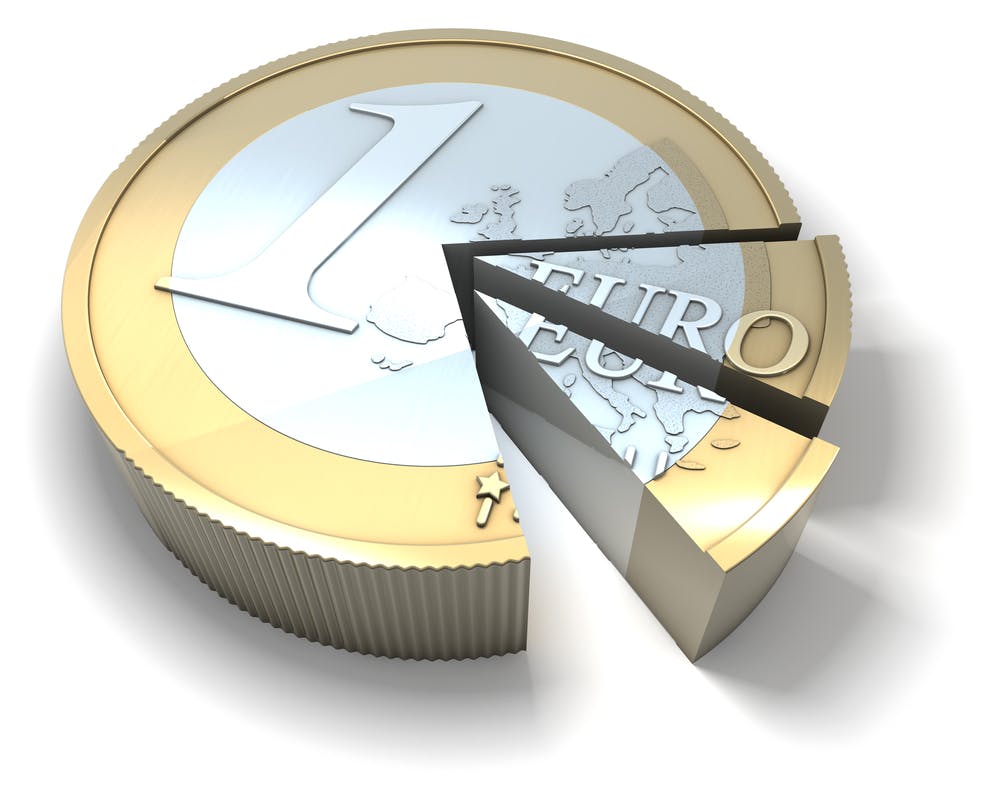 euro verdeeld als taart